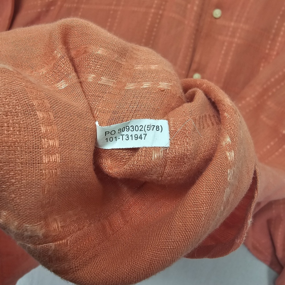 TOMMY BAHAMA Corsica Stitched Plaid Men's XL Orange Button Up 100% Linen T31947 - Picture 8 of 9